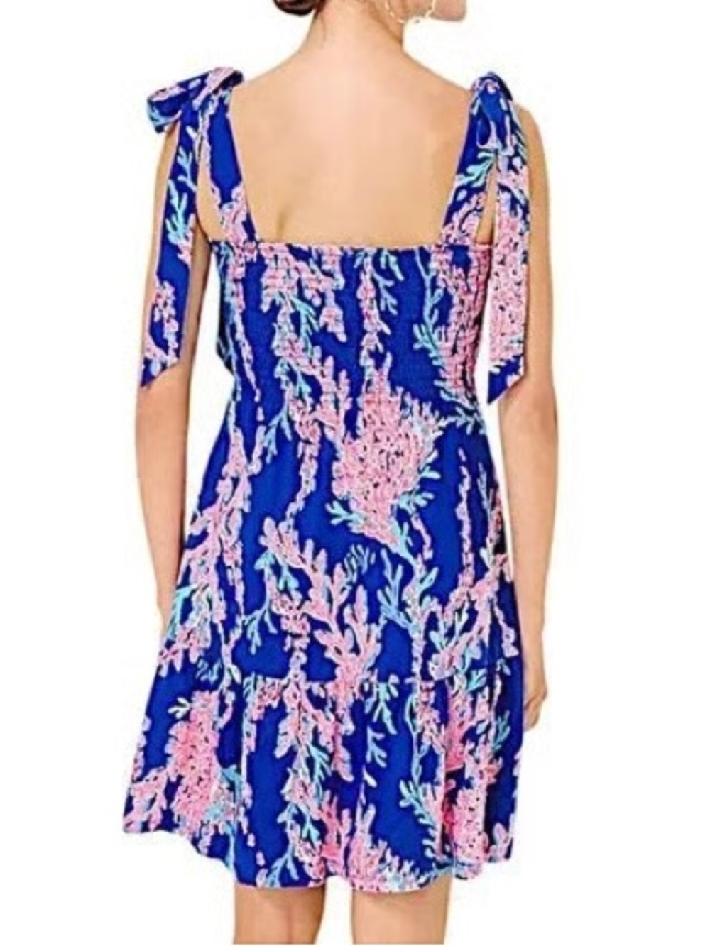 NWT Lilly Pulitzer Women’s Kailua Smocked Dress In Borealis Blue Swim On Over - Picture 2 of 6